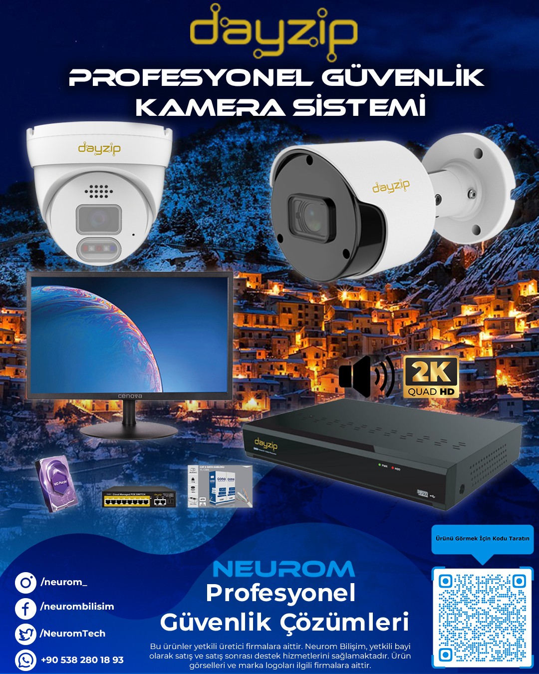 2 Kameralı IP Güvenlik Seti